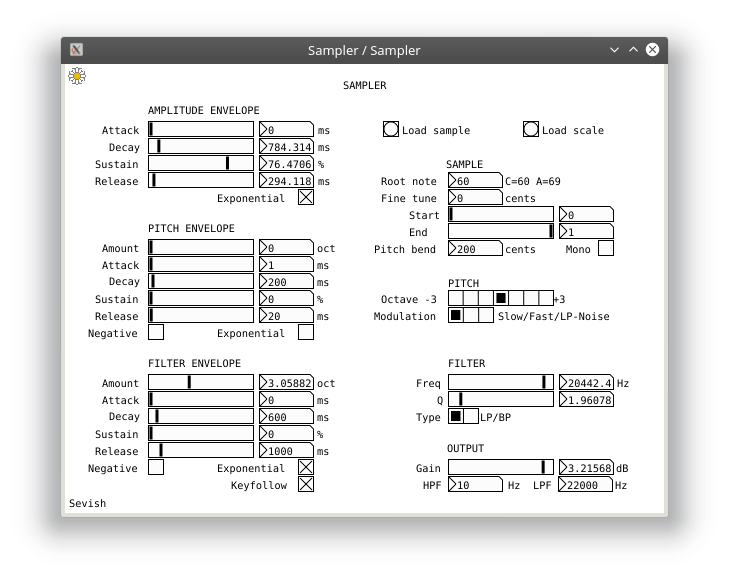 A screenshot of the Sampler plugin