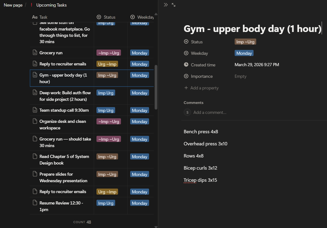 Task detail with body content