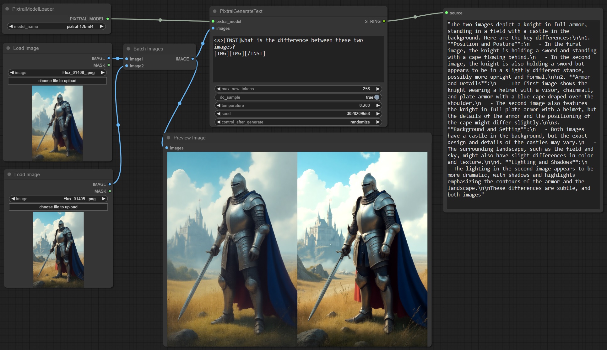 Example Pixtral image comparison workflow