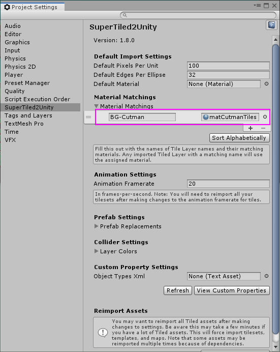 ST2U Project Settings