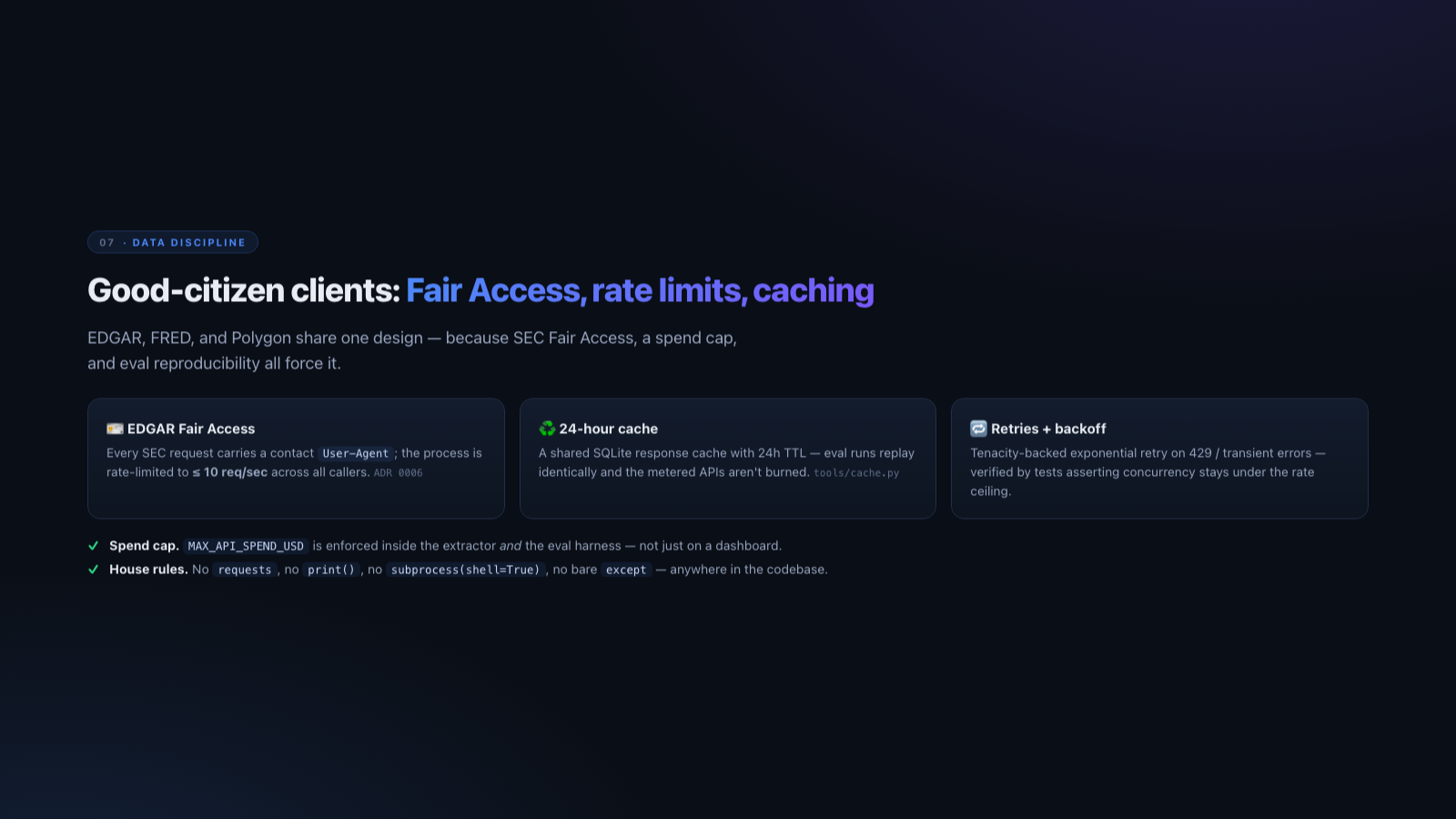 Slide 8 — Data discipline