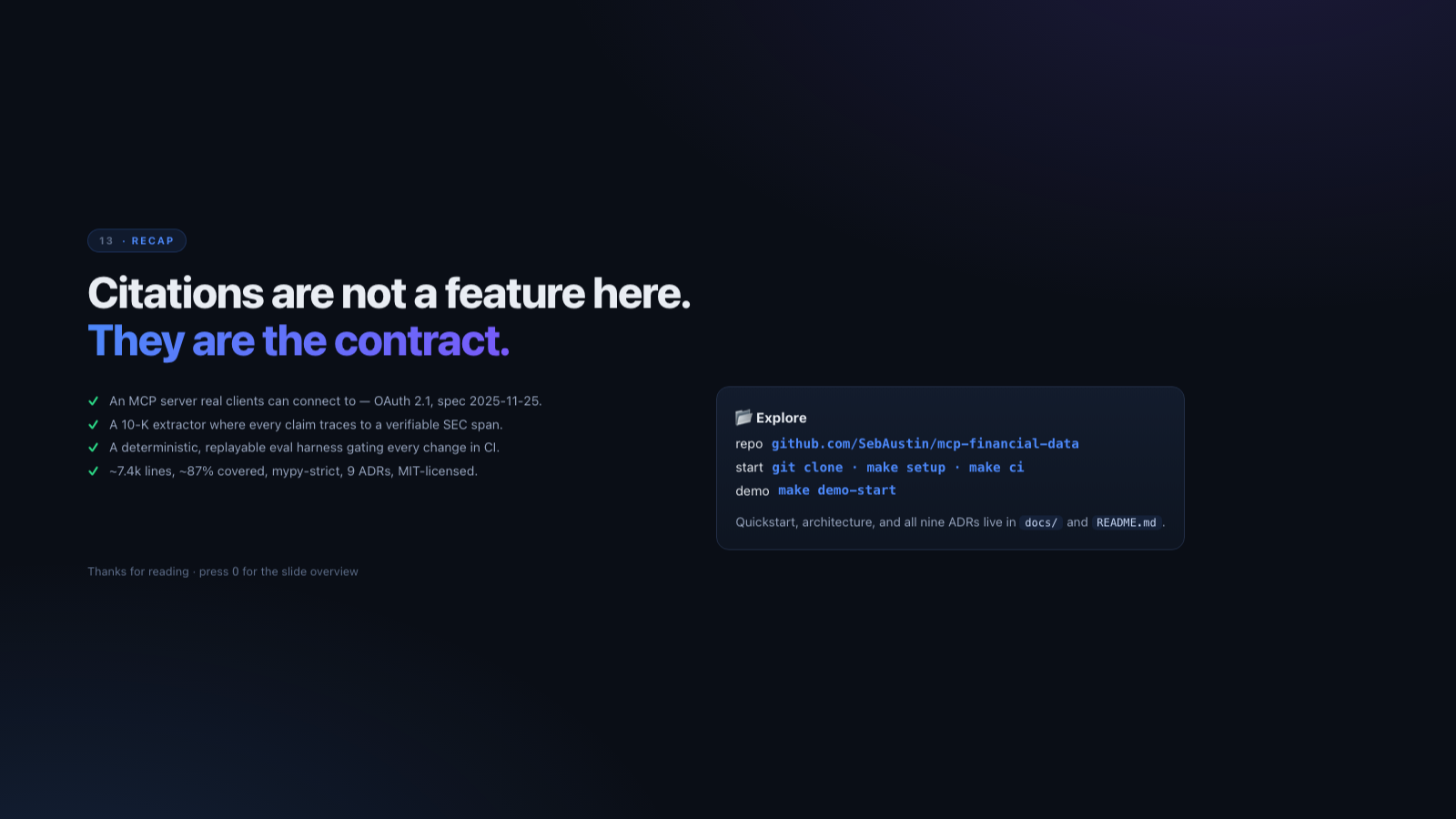 Slide 14 — Recap & close