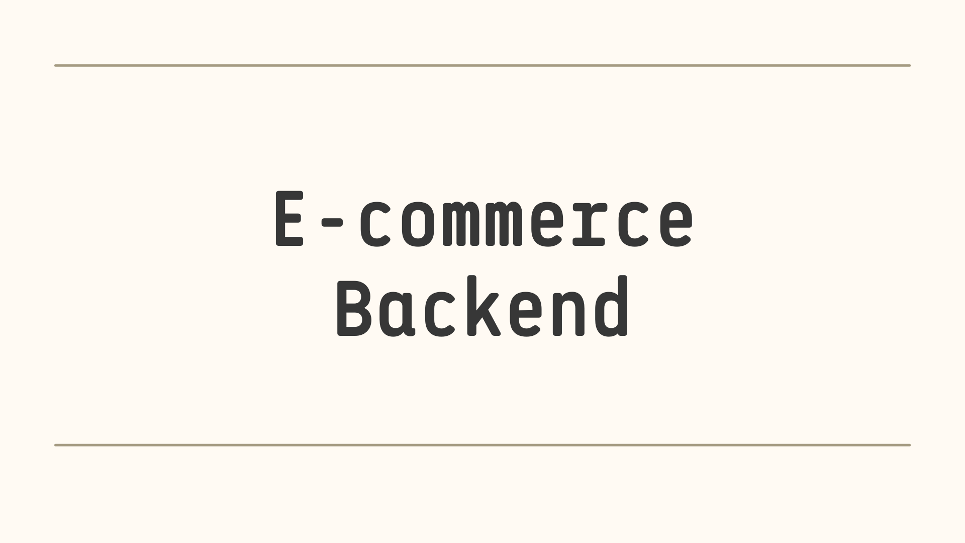 E-commerce Backend