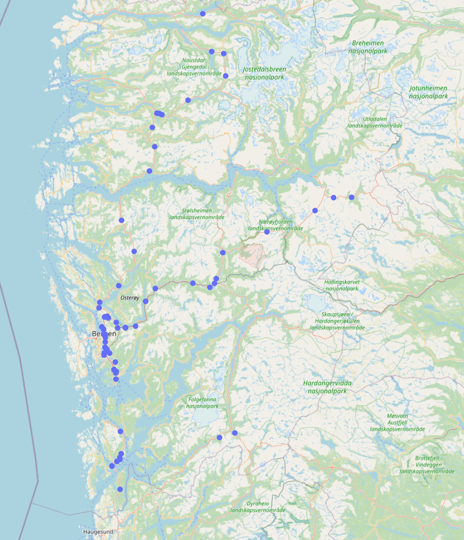 Stations on map