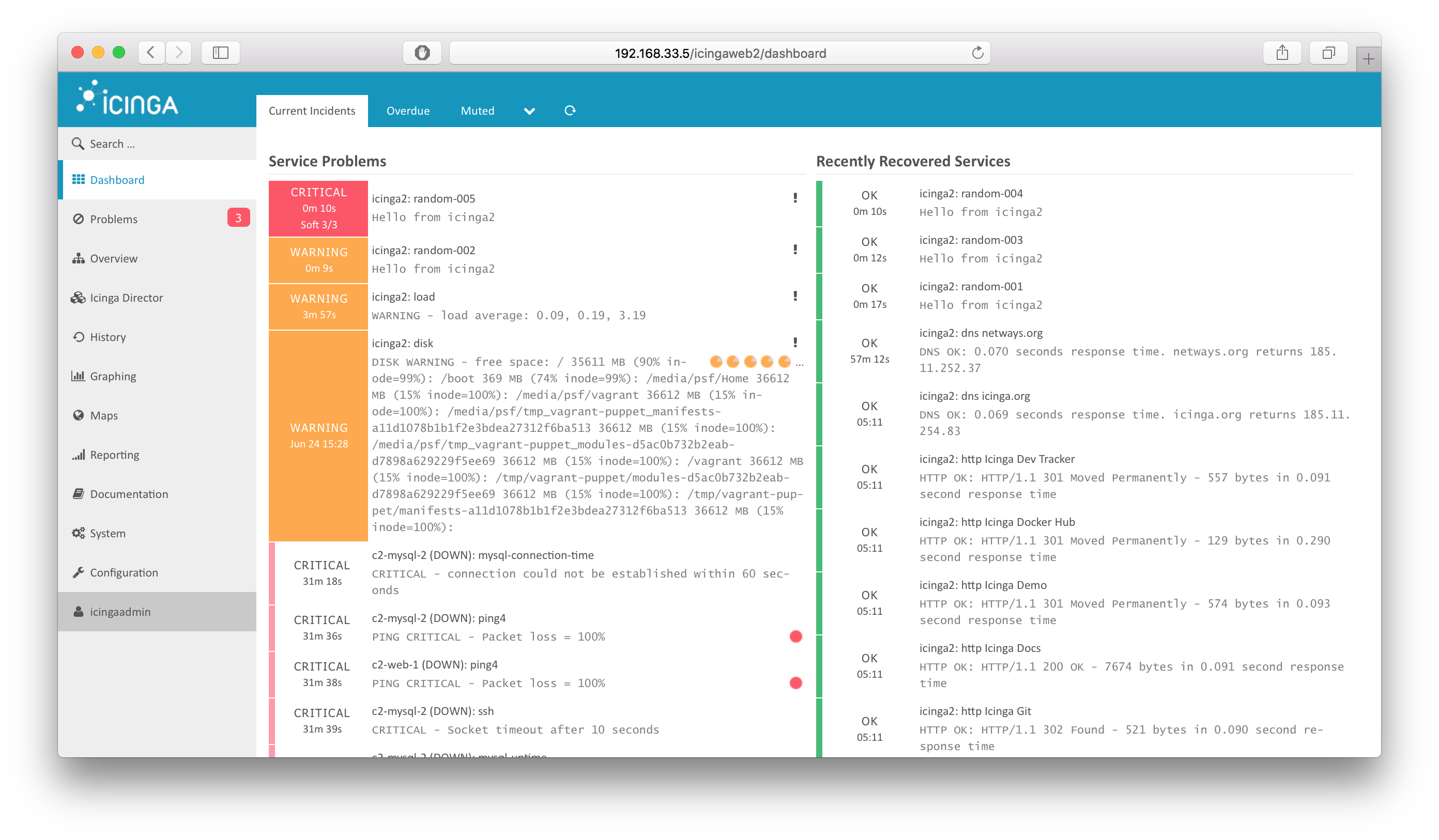 Icinga Web 2 Dashboard