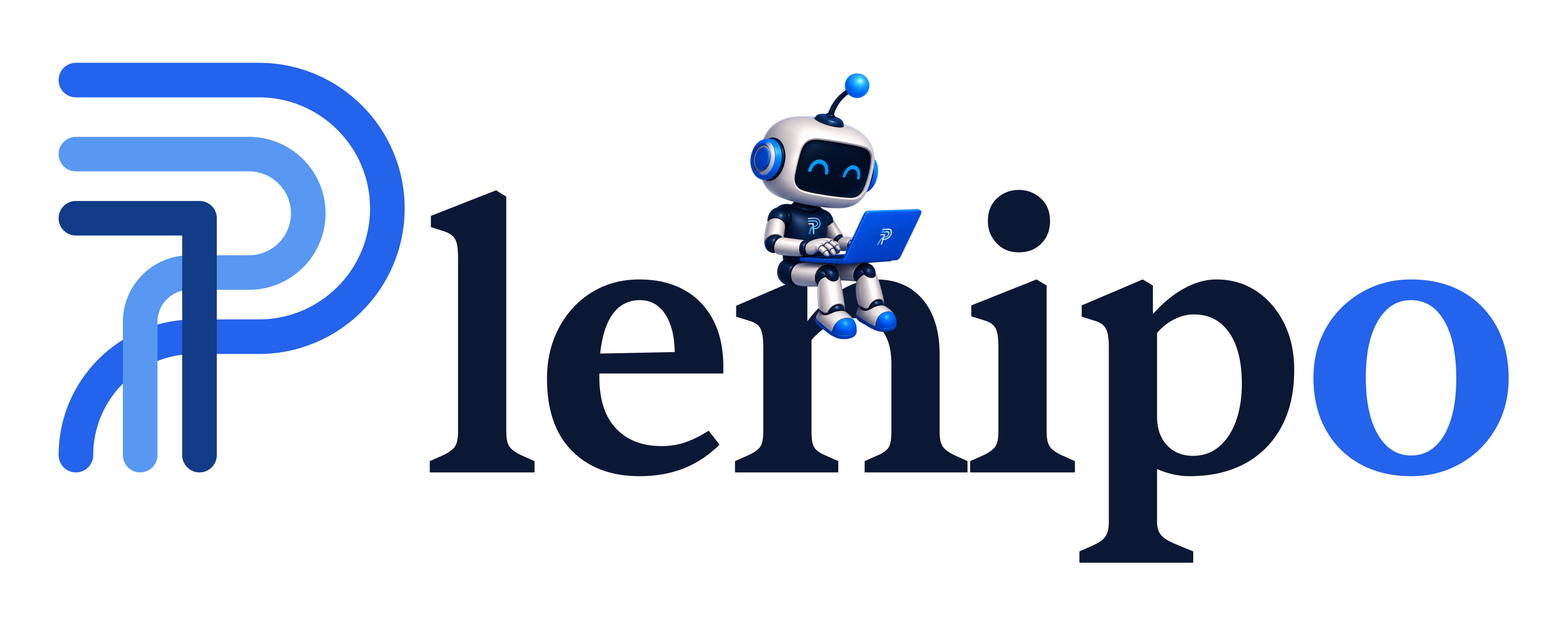Plenipo logo with Pip, the robot
