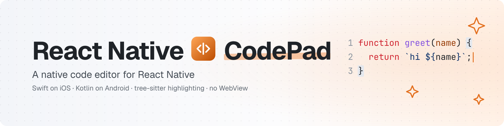 React Native CodePad, a native code editor for React Native