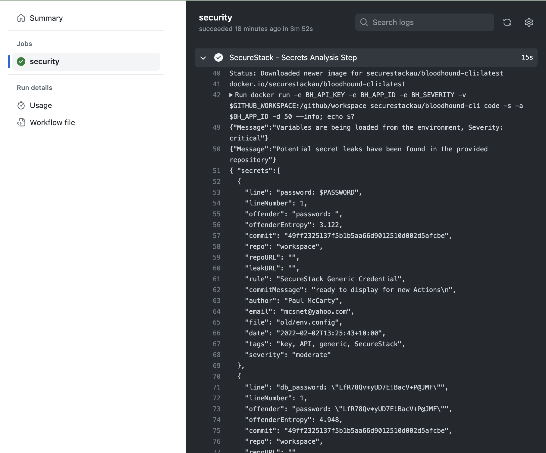 workflow output