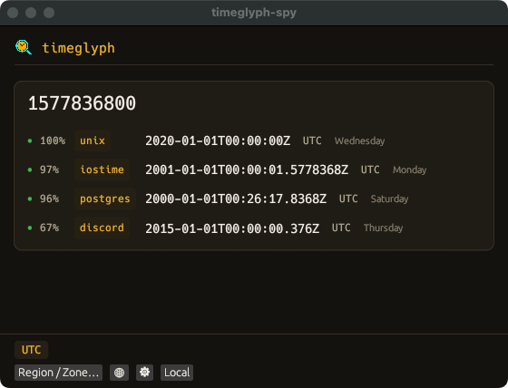 the timeglyph-lens overlay up close