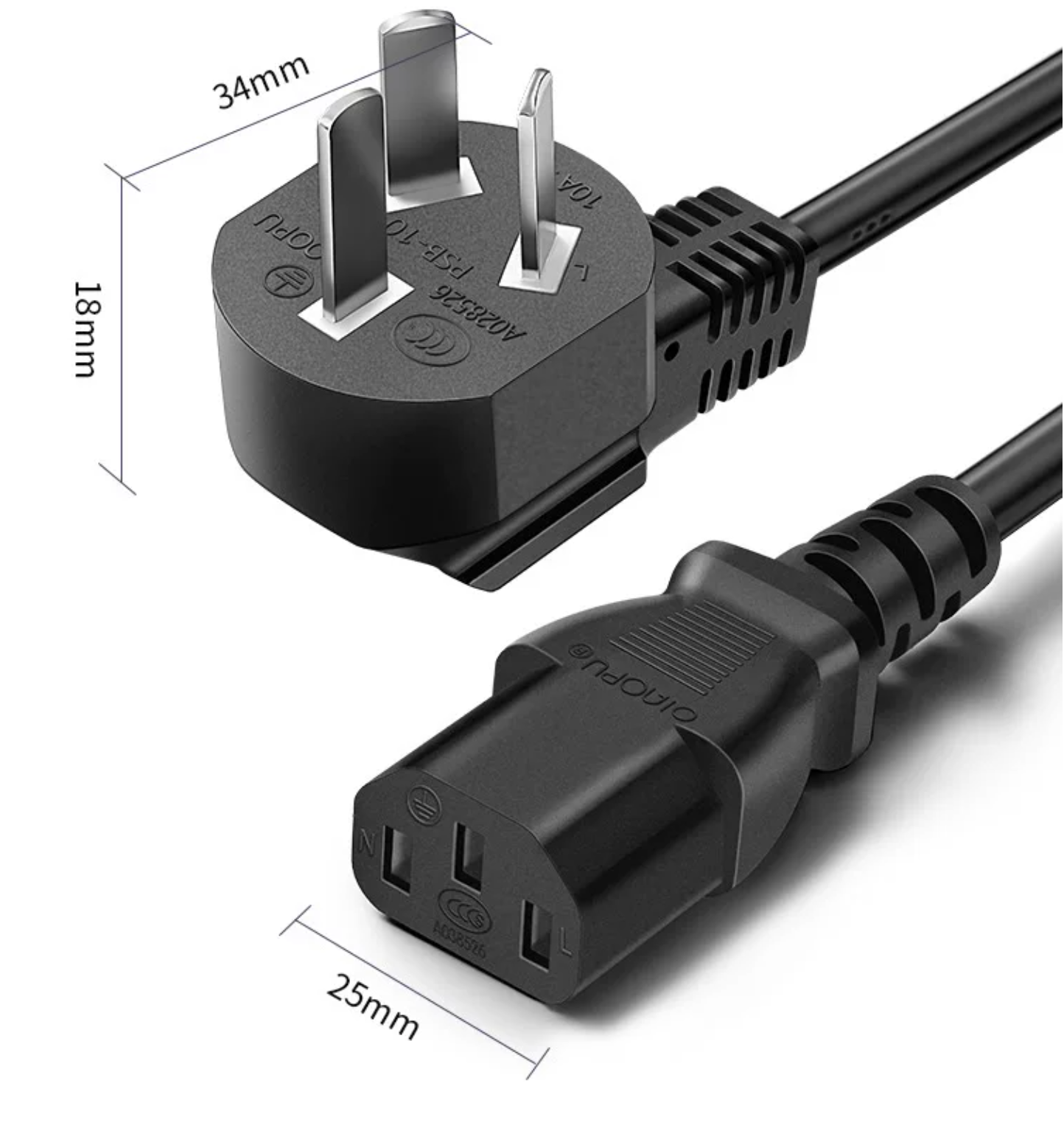 CCC Certified China GB Plug to IEC C13 Power Cord.png
