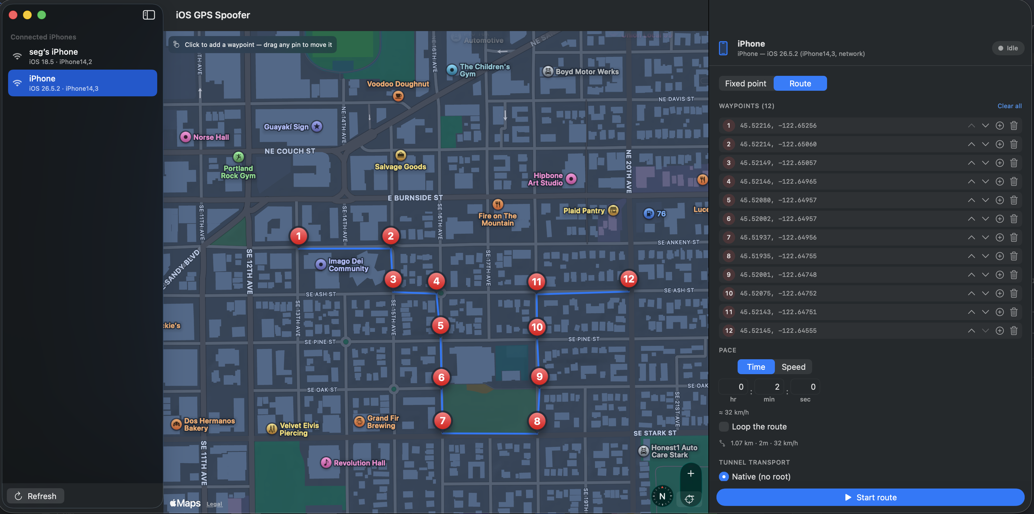 Route mode