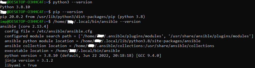 linux vm with python, pip and ansible