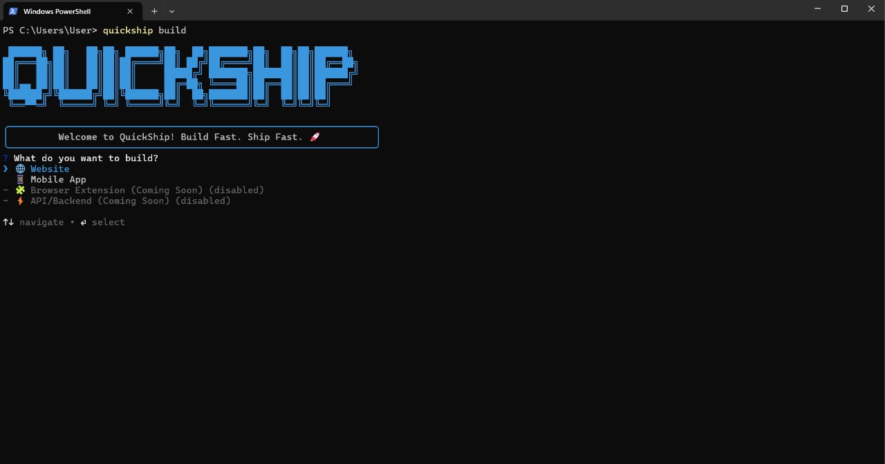QuickShip Demo Screenshot