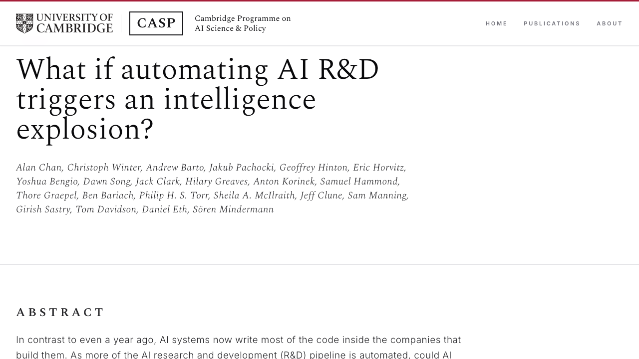 Cambridge CASP：22位AI学者联署发文预警「智能爆炸」（CASP）