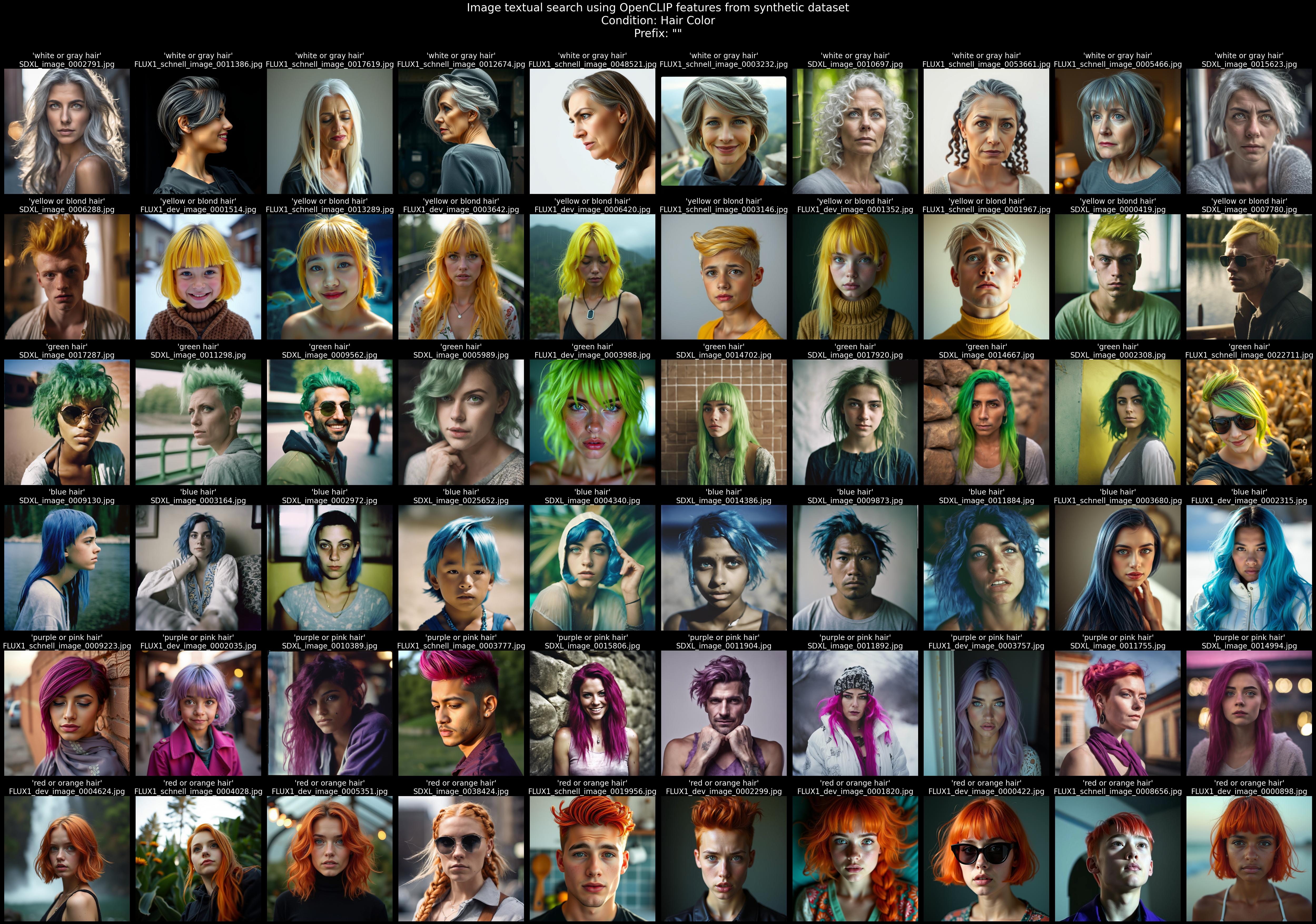SFHQ-T2I dataset hair color diversity