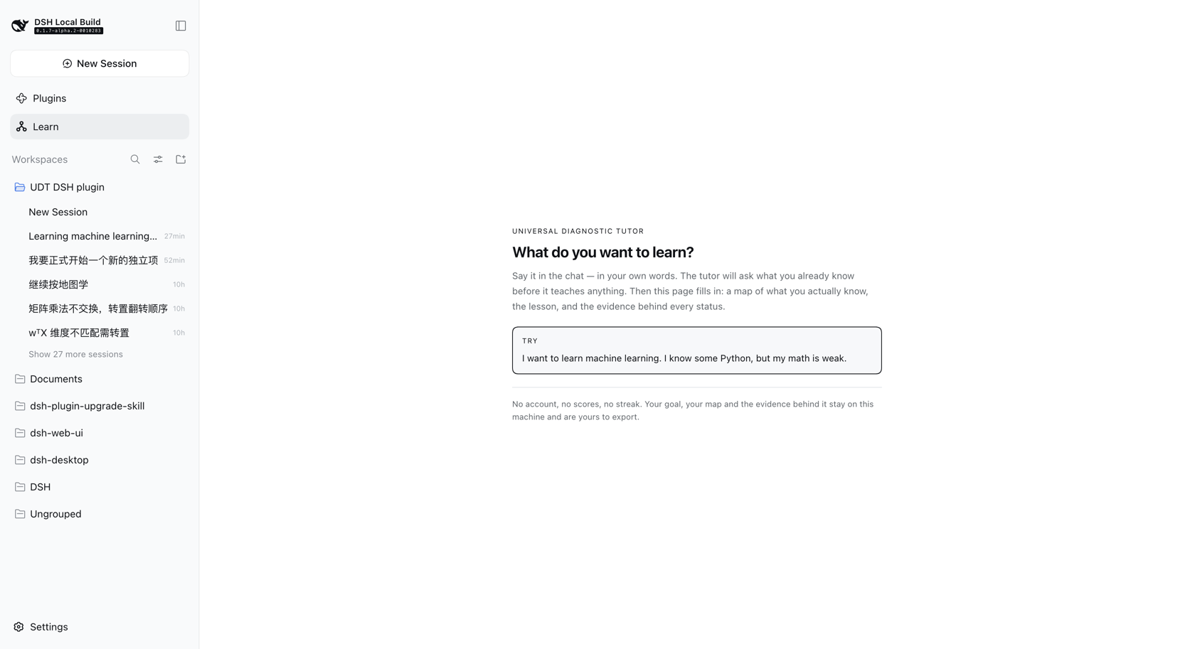 First use: the panel asks one question