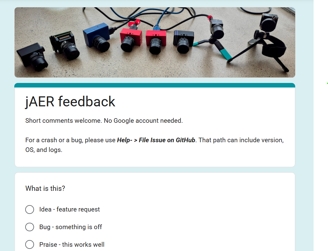 Help → Give feedback… anonymous form