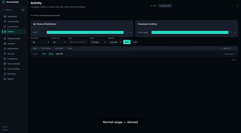 SentinelGate screenshot
