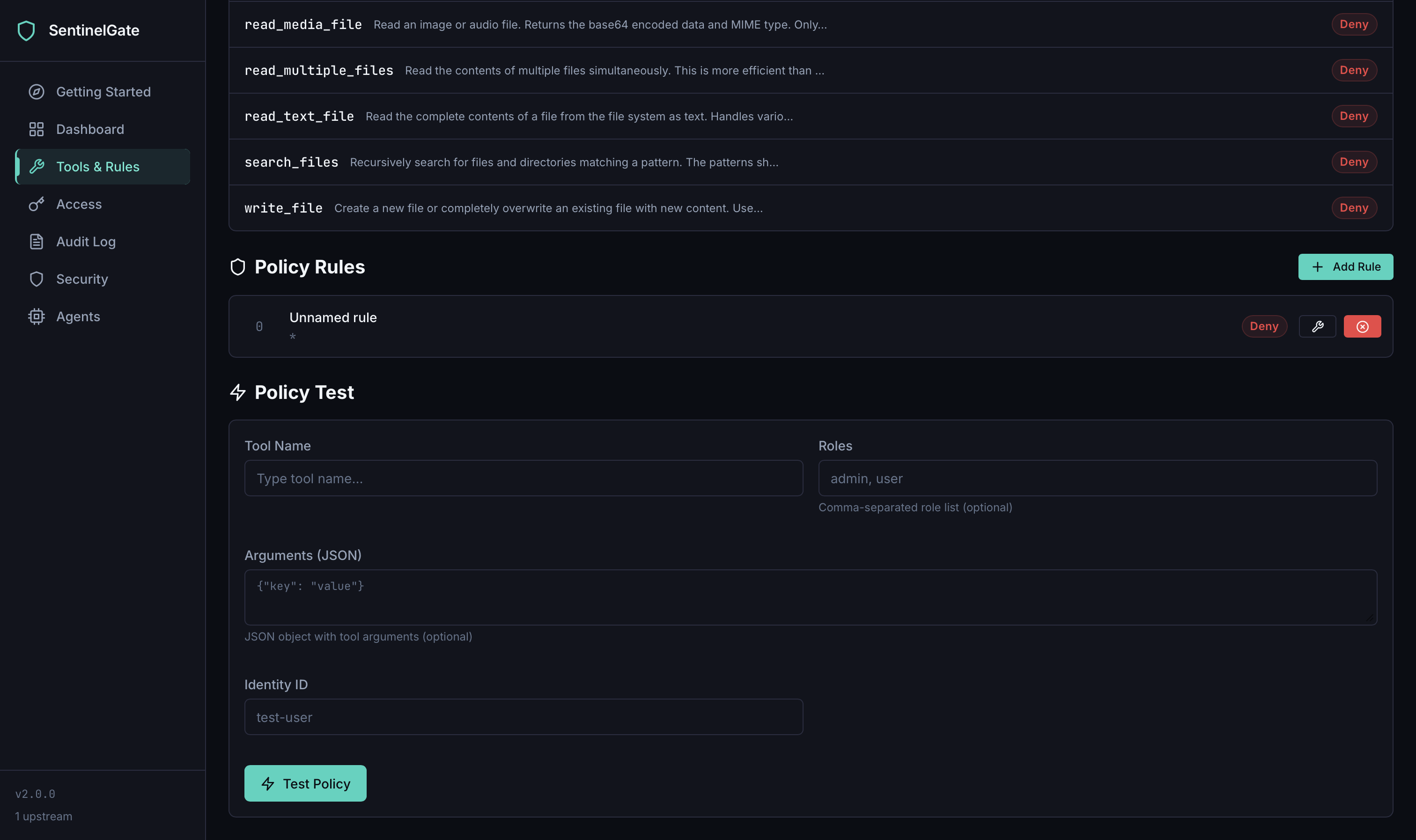 Policy test playground