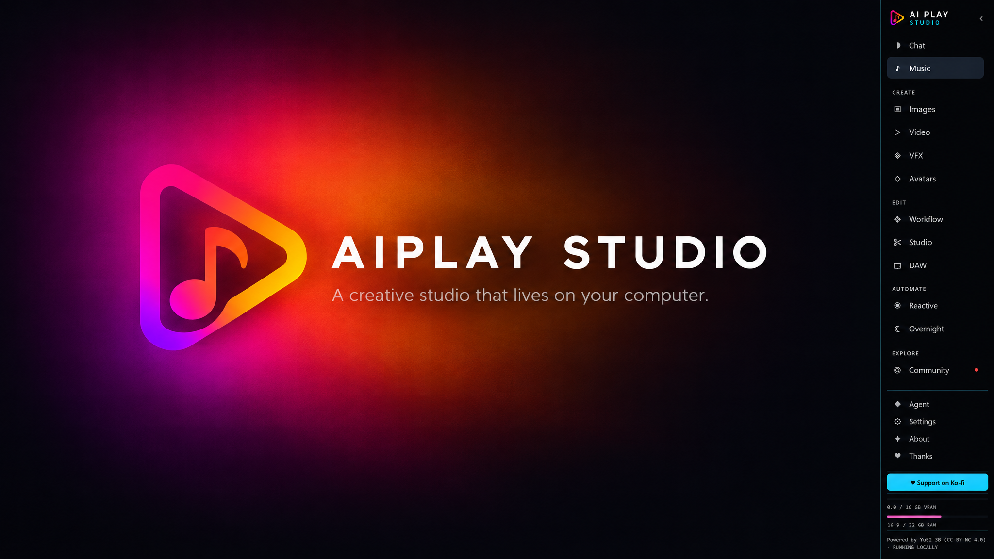 AIPLAY Studio: a creative studio that lives on your computer.