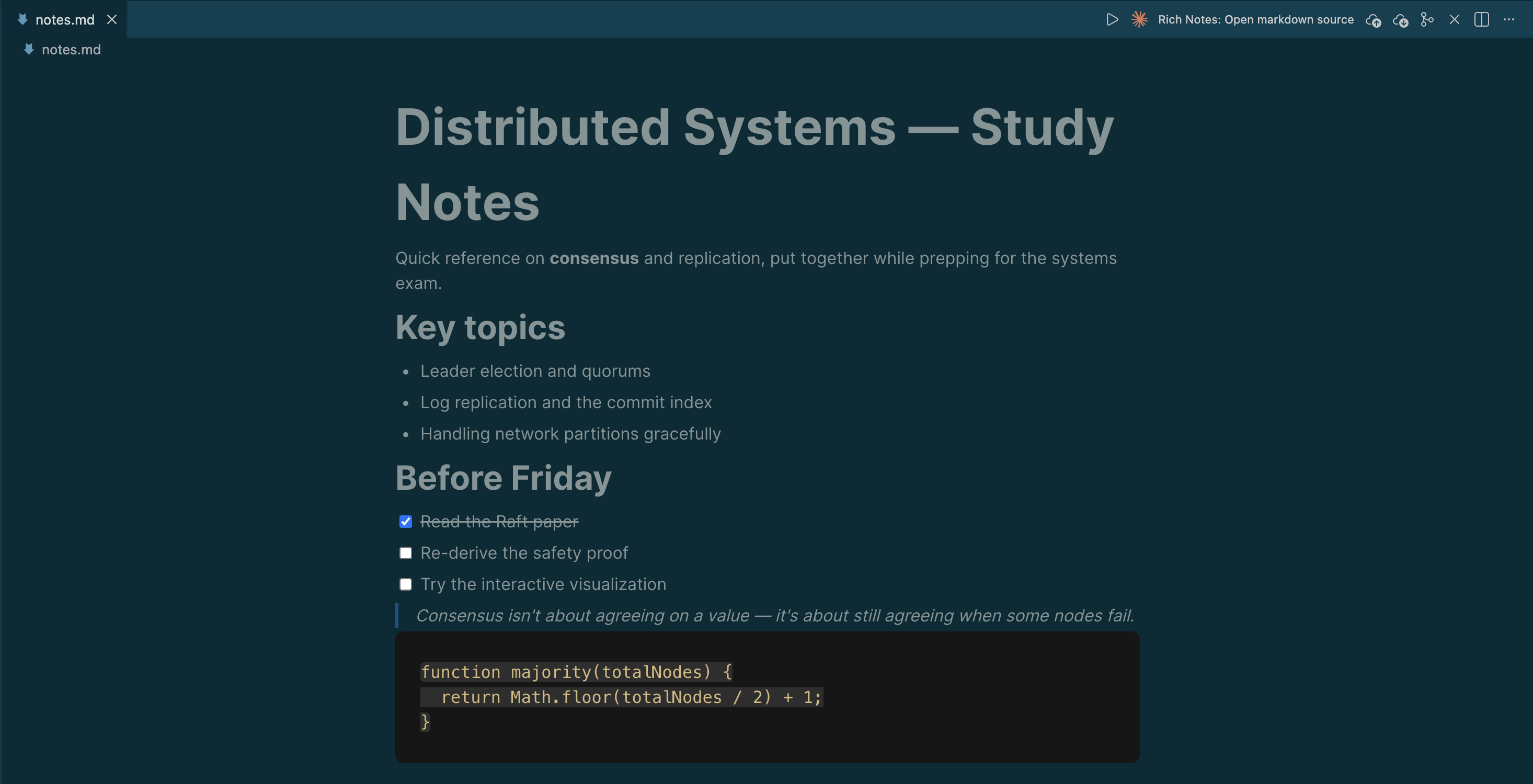 Rich Notes editor