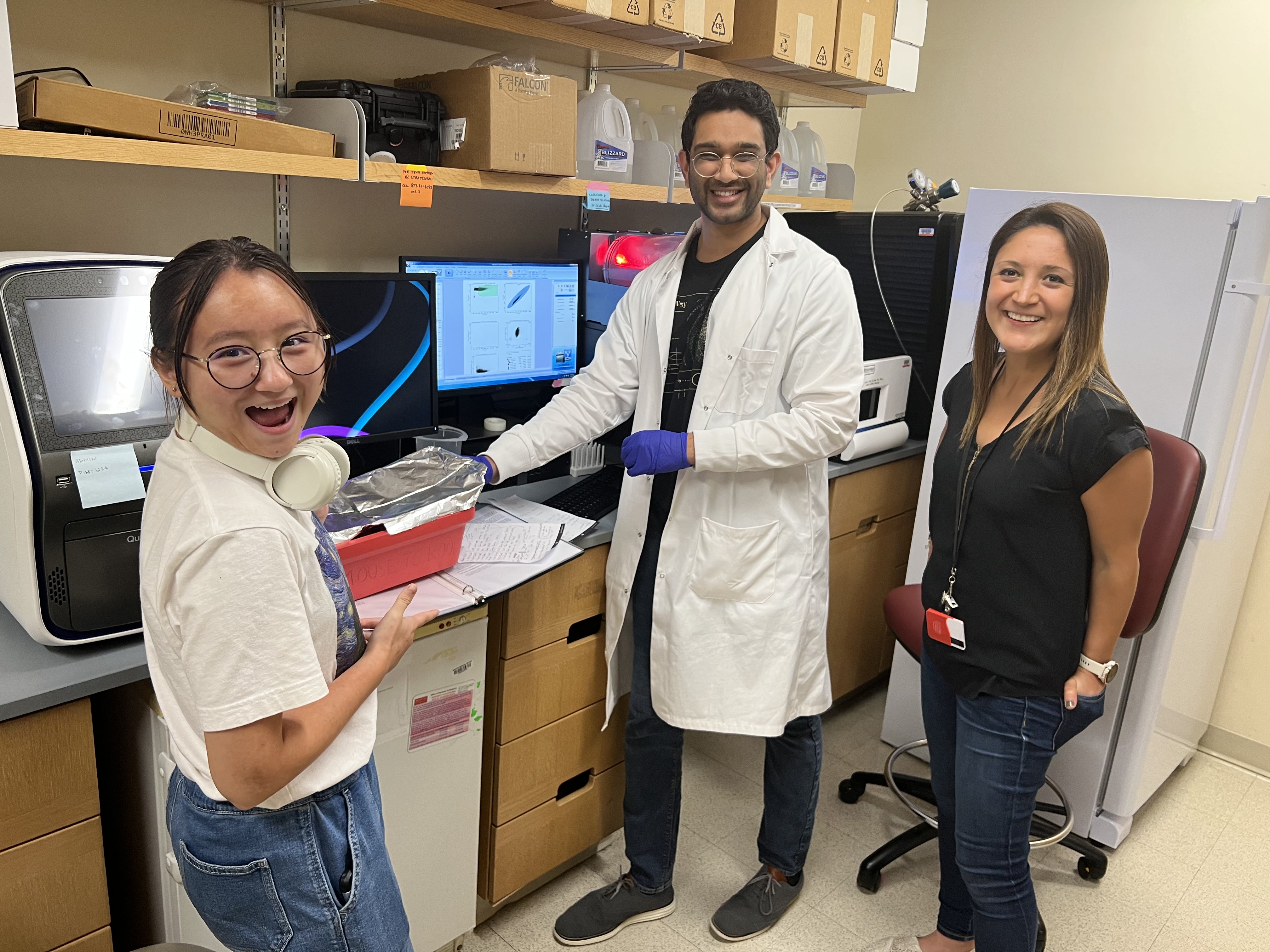 Lab member counting events at the Stratedigm flow cytometer