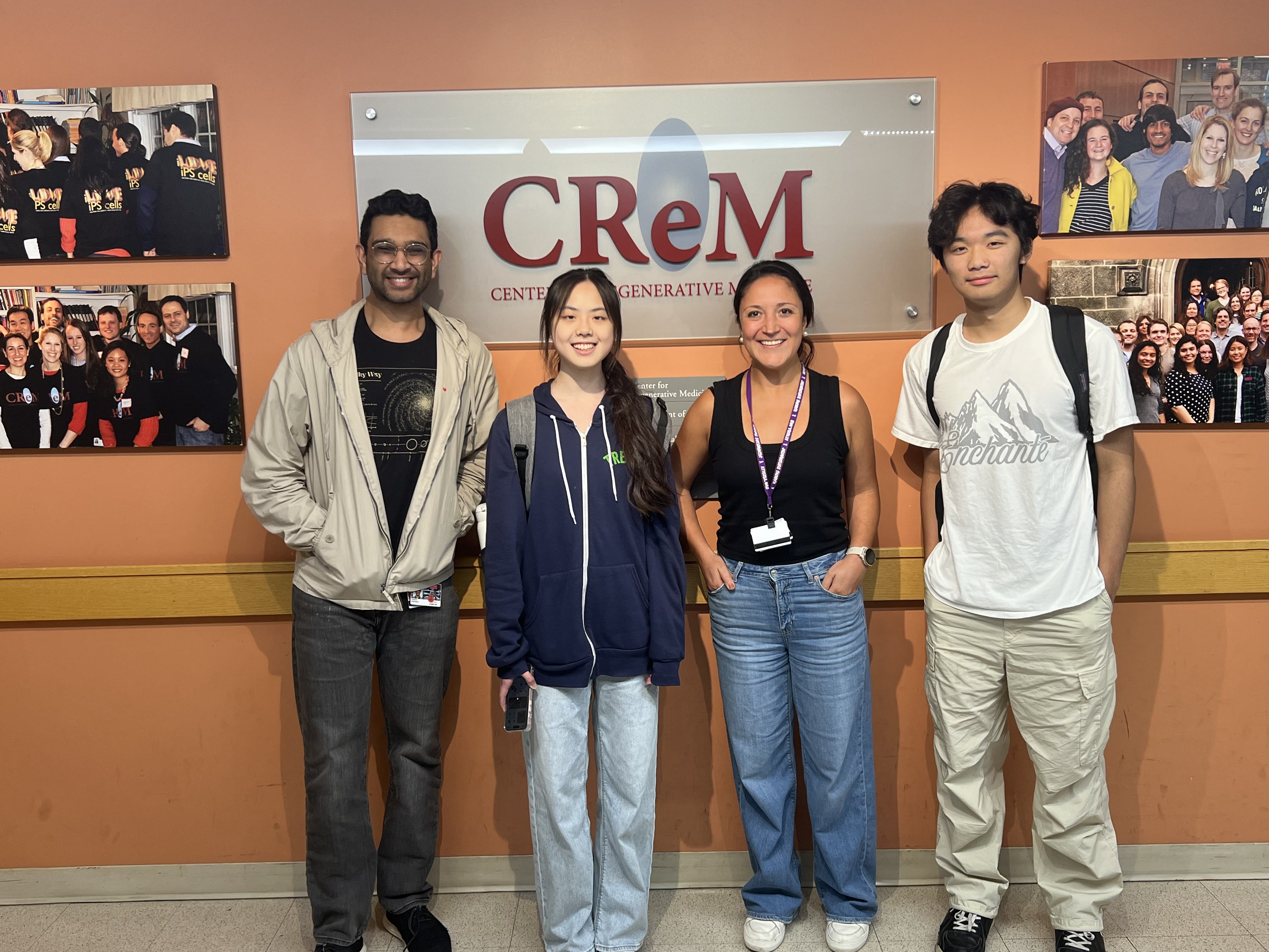 BU RISE students Sandeep, Vivian, Sandra, and Terry standing together after presenting their research posters