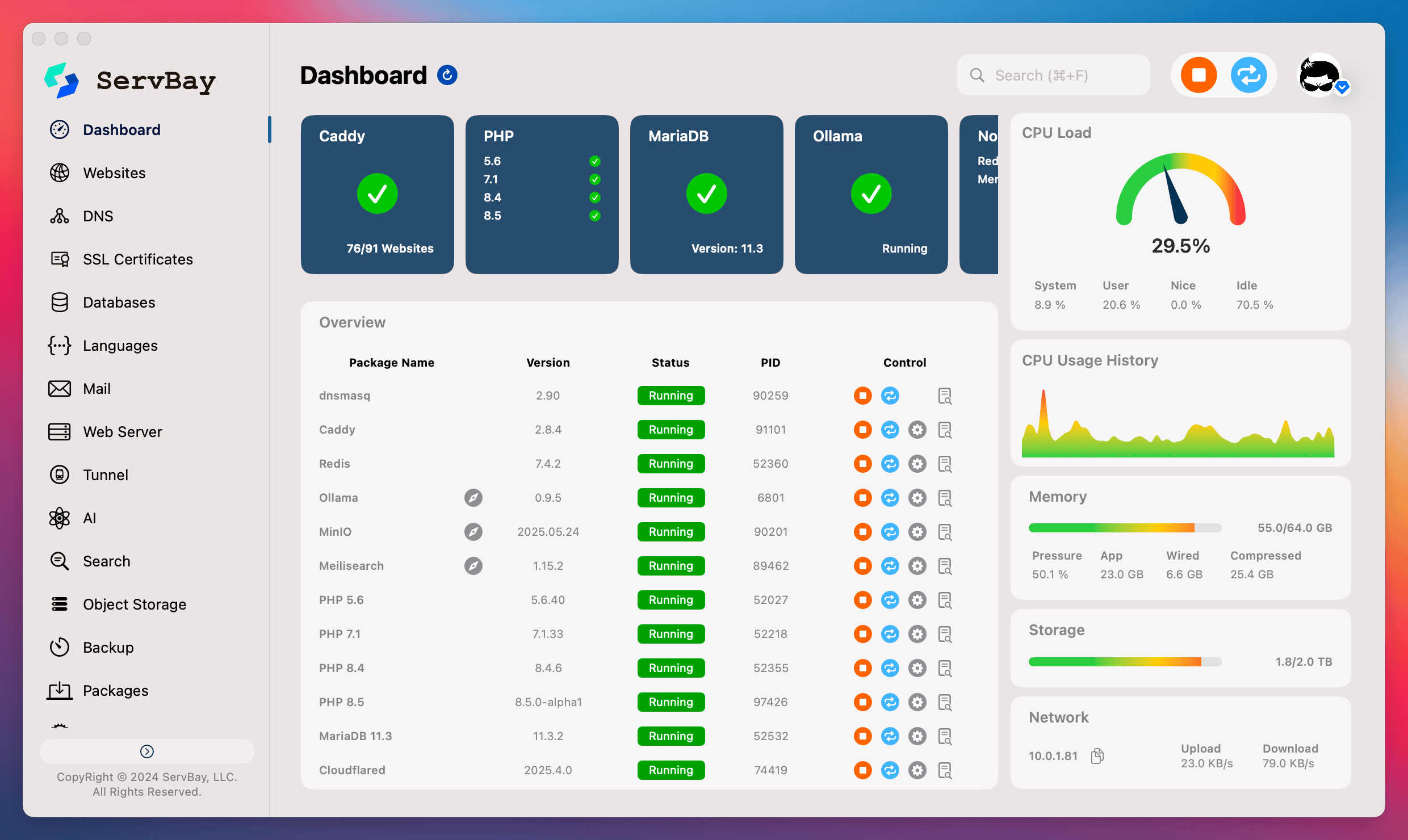 ServBay Dashboard