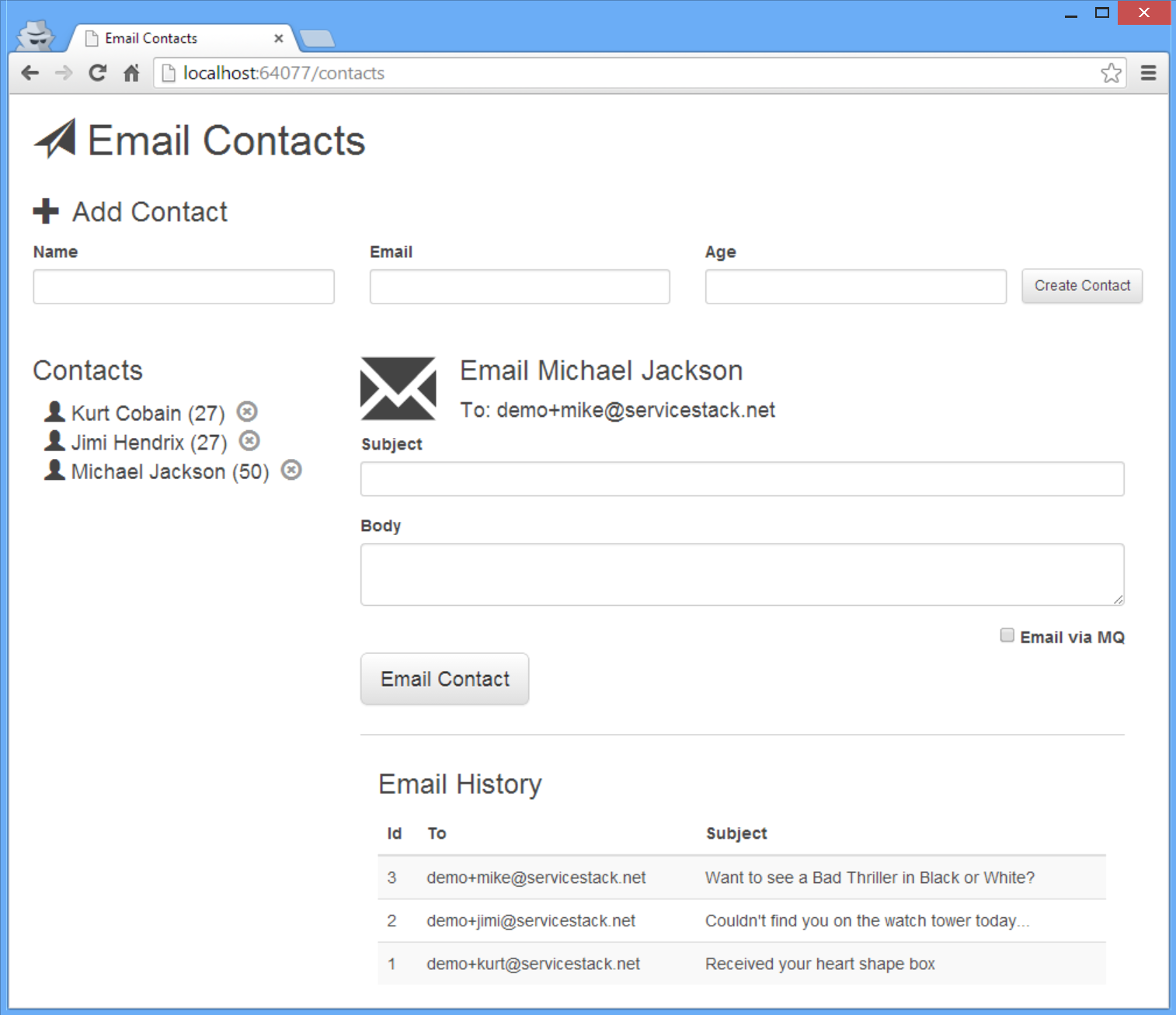 EmailContacts Screenshot