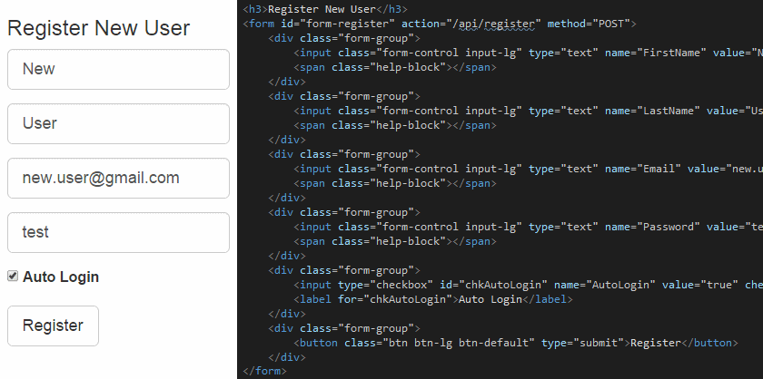 MVC Register with HTML