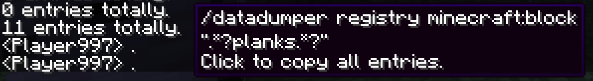 /datadumper registry minecraft:block ".*?planks.*?"