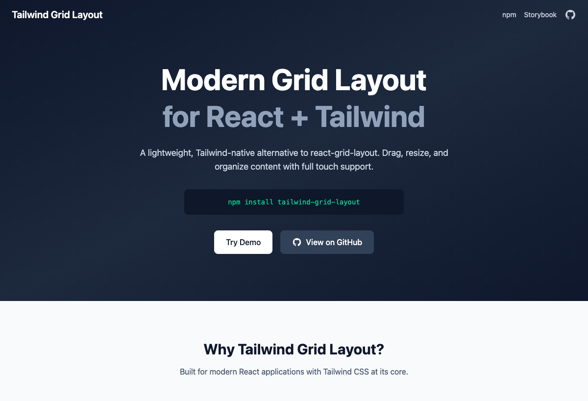 Tailwind Grid Layout Screenshot