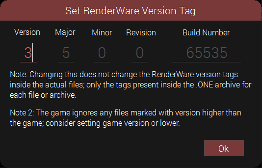 RW Version Tag Changing