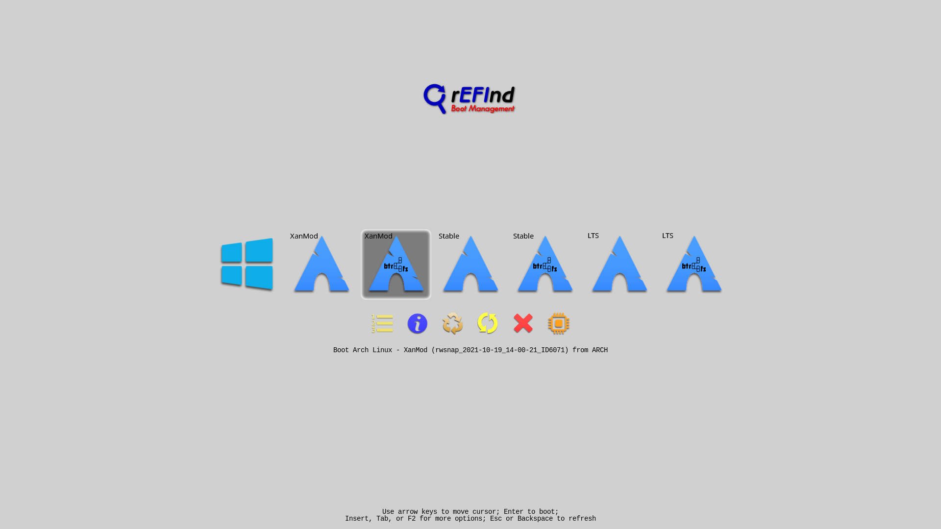 rEFInd Screenshot Default