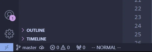 Status bar indicating the current mode of Vim