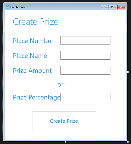 Create Prize Form