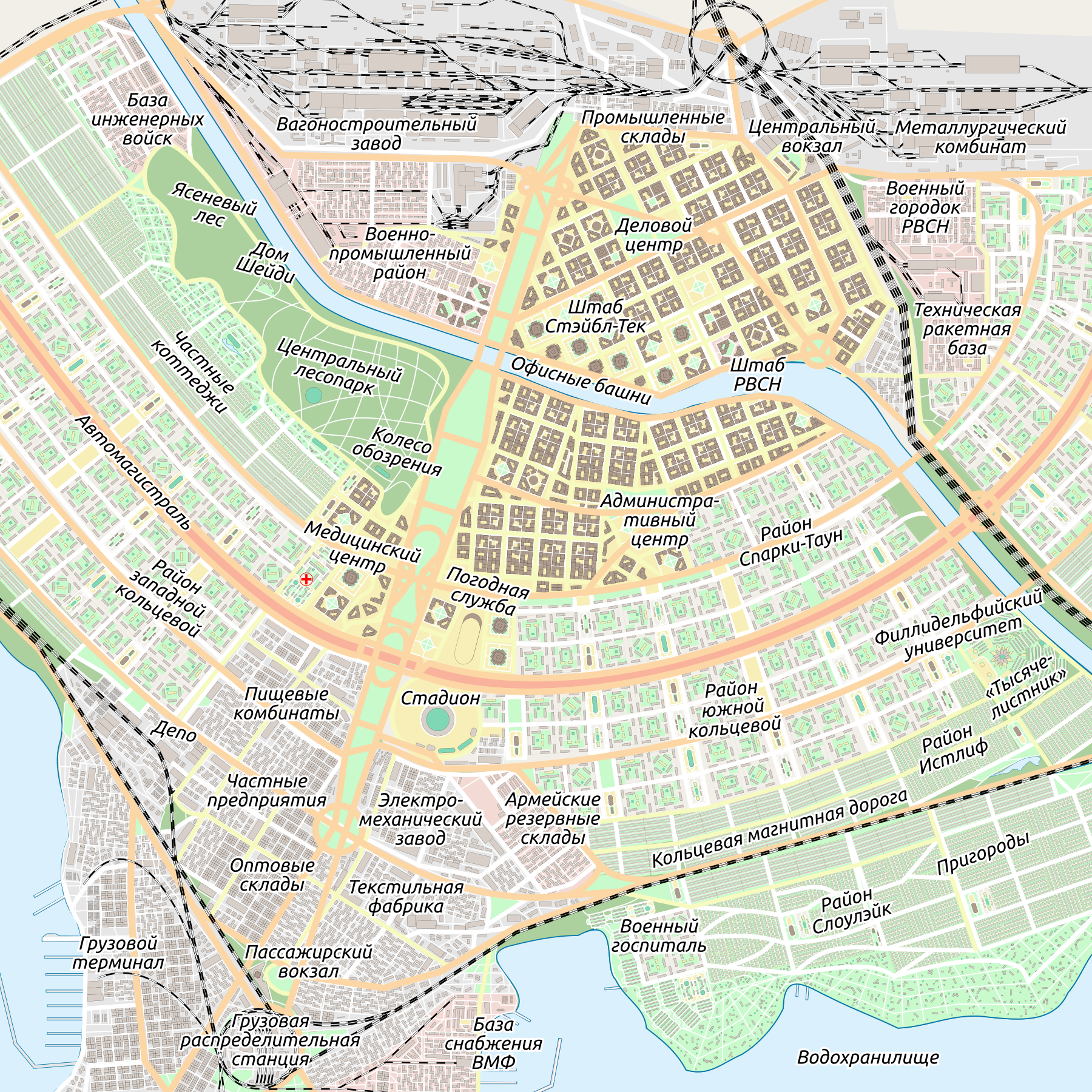 Карта Филлидельфии в стиле OSM