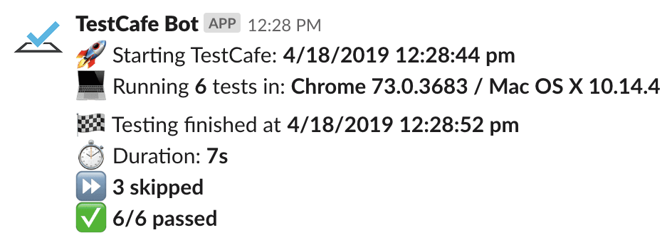 Slack report - success