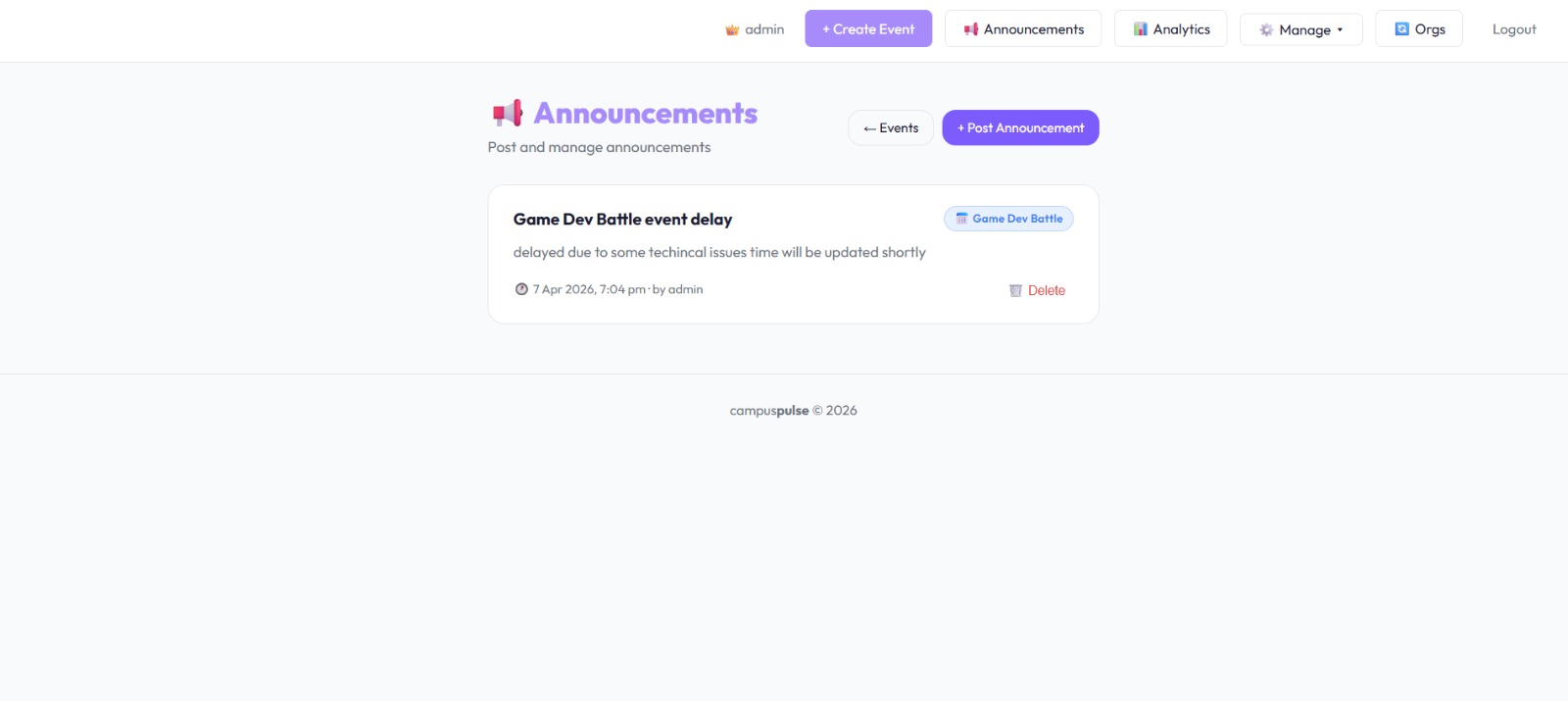 Announcements