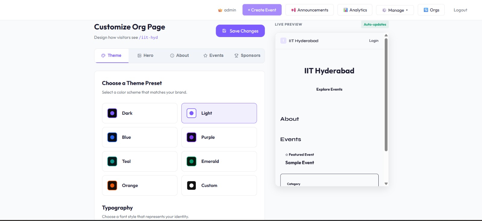 Customize Org
