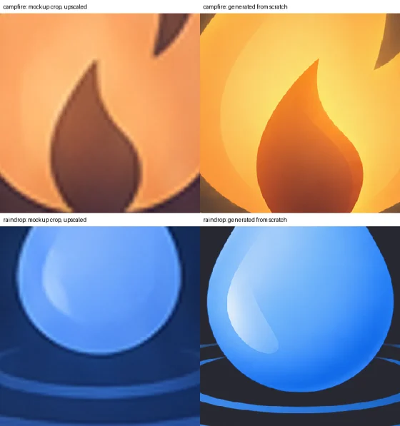 Upscaled crop vs redrawn asset