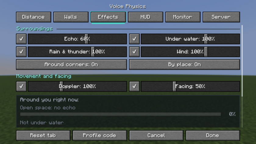 The Effects tab