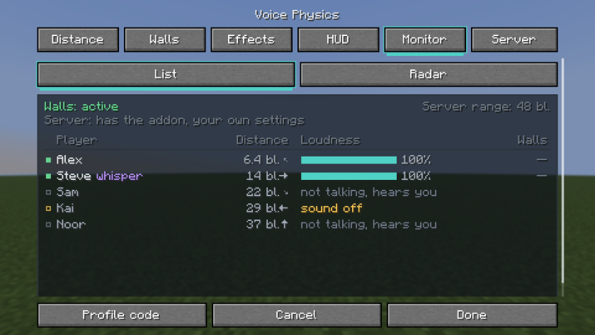 The Monitor tab