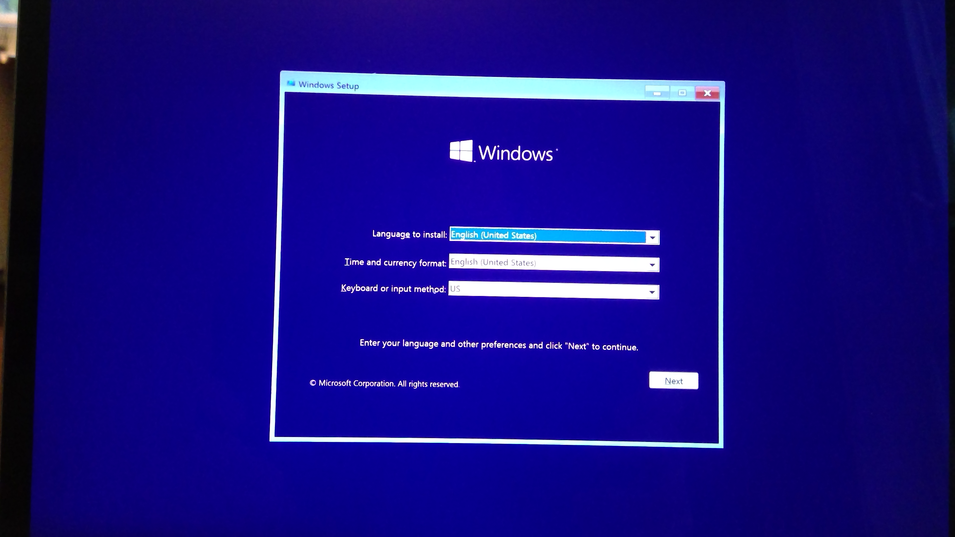 USB windows 10 setup installer, Can't use mouse or click "next" on setup  screen - Microsoft Q&A