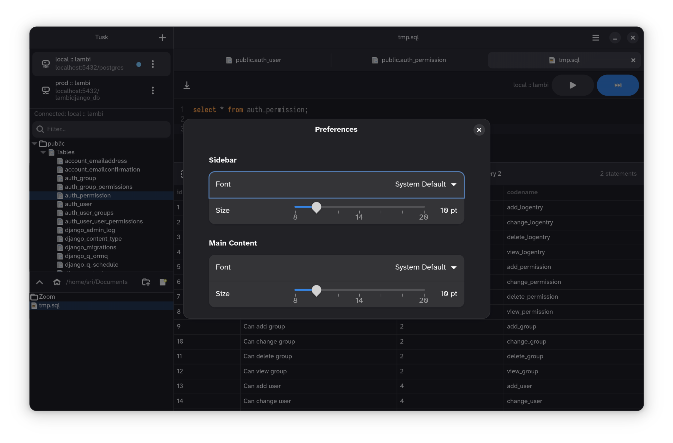 Tusk GNOME — Preferences