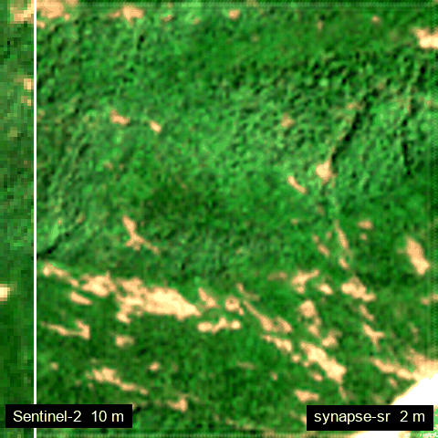 Wayanad landslide area: Sentinel-2 10 m and synapse-sr 2 m