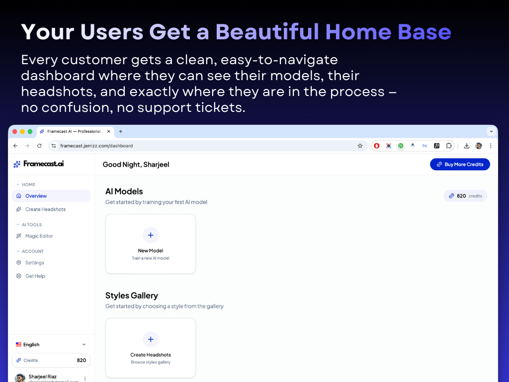 Framecast AI - AI Headshot Generator, Avatar Maker, Image Generator SaaS System