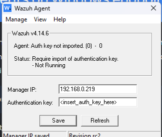 Wazuh Agent Manager on Windows before adding authentication key