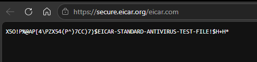 EICAR test file downloaded from secure.eicar.org
