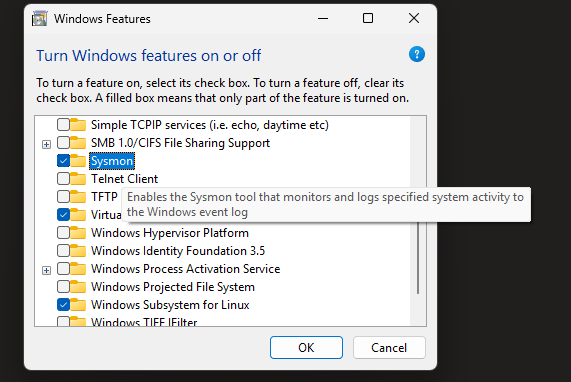 Sysmon running on Windows